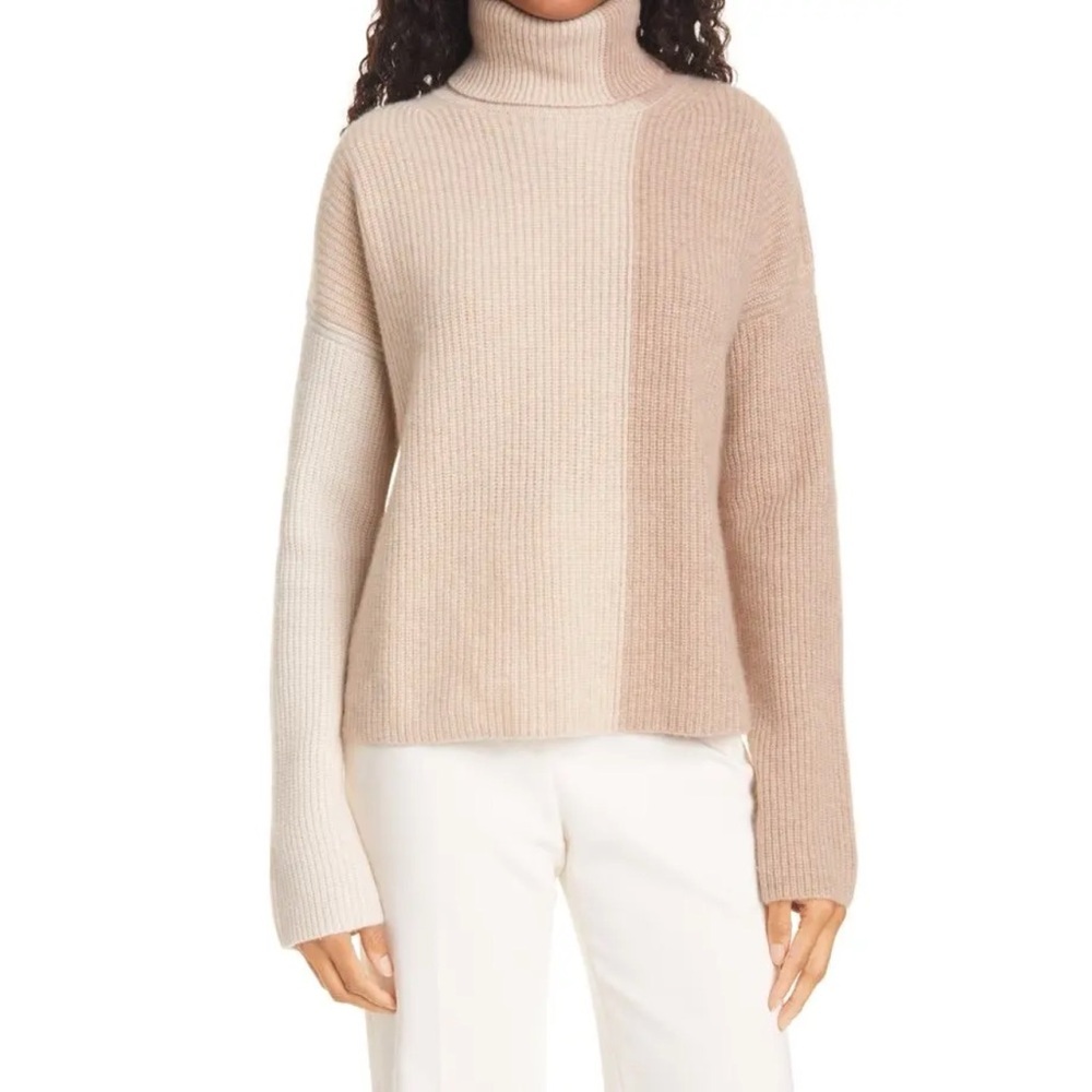 LA LIGNE Colorblock Cashmere Turtleneck Sweater Small